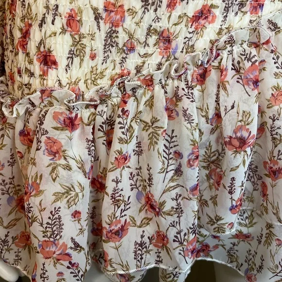 Princess Polly Floral Smocked Ruffle Layered Skirt Long Sleeve Dress ~ Size 8 - Picture 9 of 12